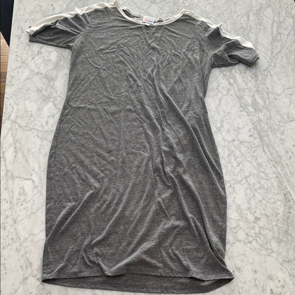 Casual Gray Lounge Dress with White Accents